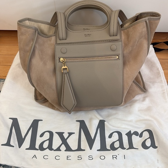 MaxMara Jito Shopper in Taupe Leather and Suede. Max Mara - Picture 2 of 10